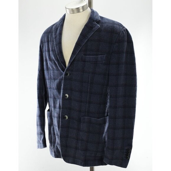 EDDY & BROS Blue Check Wool Cashmere Unstructured Sport Coat Jacket 42 R NWT